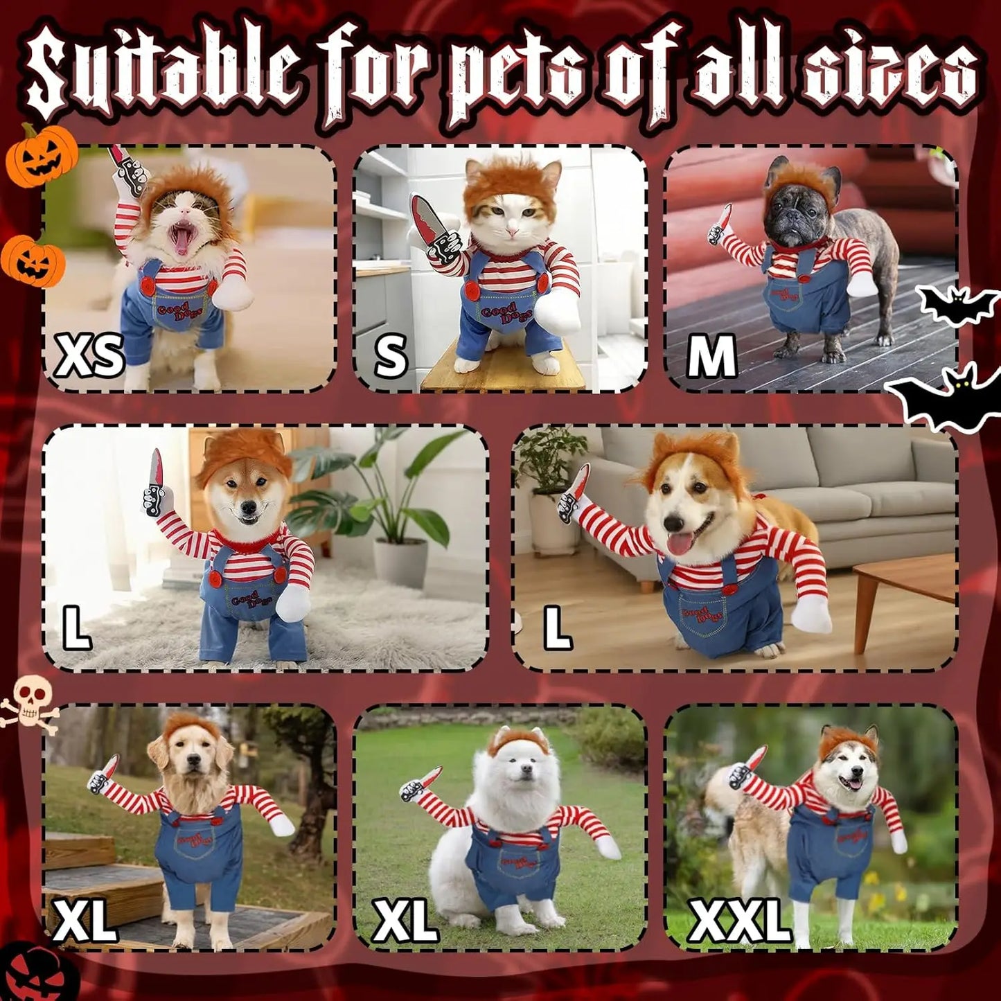 Perruque incluse avec le costume d'Halloween pour chien