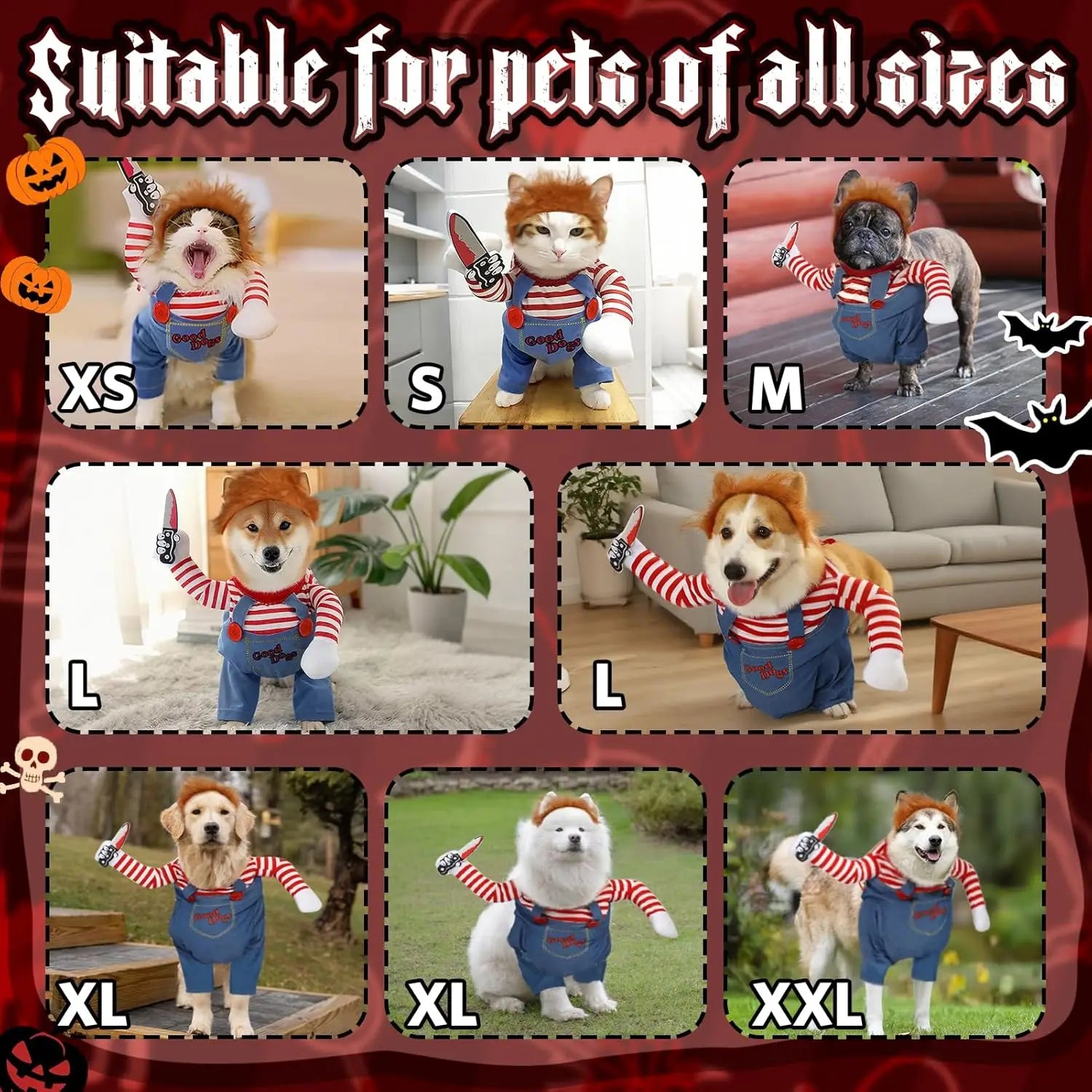 Perruque incluse avec le costume d'Halloween pour chien