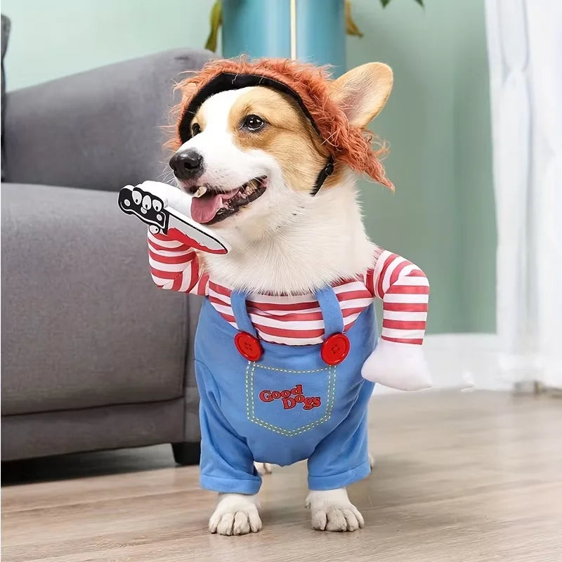 Déguisement Halloween poupée diabolique pour chien de taille moyenne